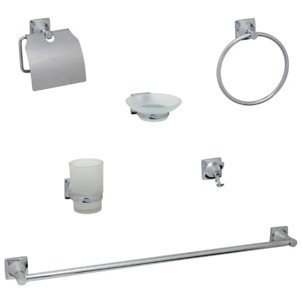 Set de baño linea Niza de 6 piezas cromada M7218