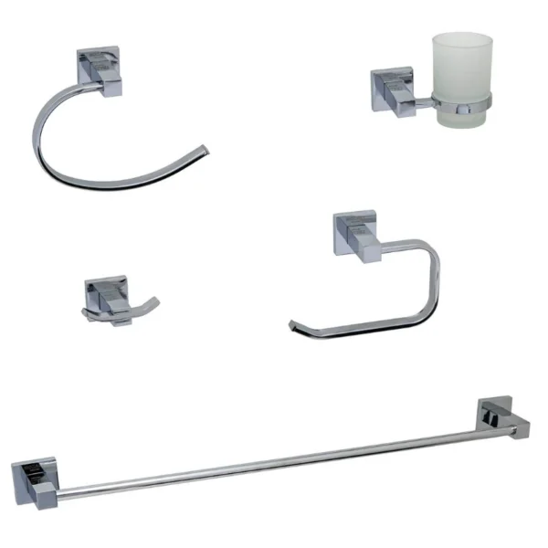 Set de baño linea Panamá de 5 piezas cromada M9581